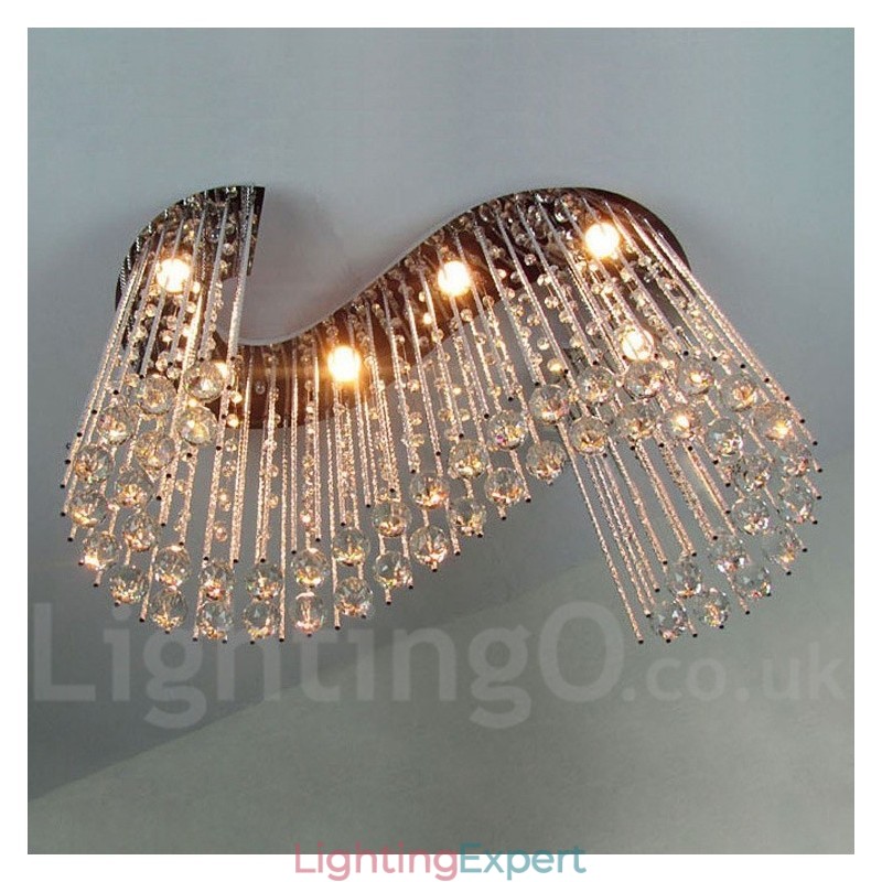 6 Lights Modern Crystal Ceiling Pendant Light Indoor Chandelier Lighting Lamps Fixtures
