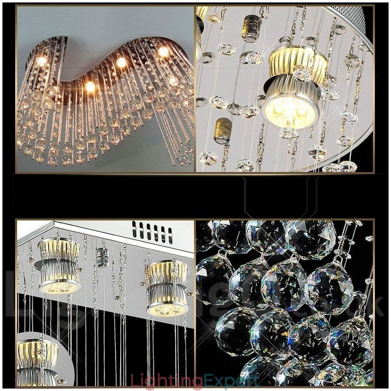 6 Lights Modern Crystal Ceiling Pendant Light Indoor Chandelier Lighting Lamps Fixtures