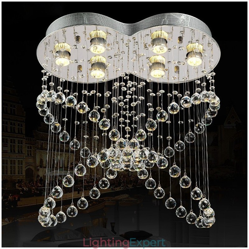 6 Lights Modern Crystal Ceiling Pendant Light Indoor Chandelier Lighting Lamps Fixtures