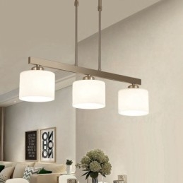3 Lights Modern Chrome Pendant Light Indoor Chandelier Home Hanging Lighting Lamps Fixtures with Glass Shades