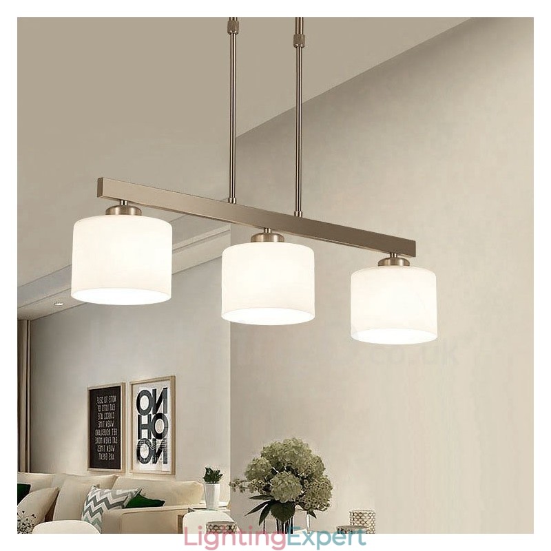 3 Lights Modern Chrome Pendant Light Indoor Chandelier Home Hanging Lighting Lamps Fixtures with Glass Shades