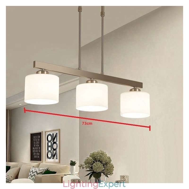 3 Lights Modern Chrome Pendant Light Indoor Chandelier Home Hanging Lighting Lamps Fixtures with Glass Shades