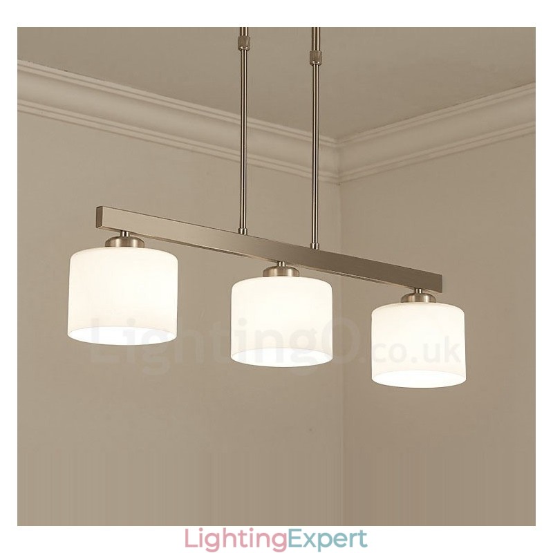 3 Lights Modern Chrome Pendant Light Indoor Chandelier Home Hanging Lighting Lamps Fixtures with Glass Shades