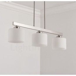 3 Lights Modern Chrome Pendant Light Indoor Chandelier Home Hanging Lighting Lamps Fixtures with Glass Shades
