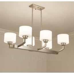 6 Lights Modern Chrome Pendant Light Indoor Chandelier Home Hanging Lighting Lamps Fixtures with Glass Shades