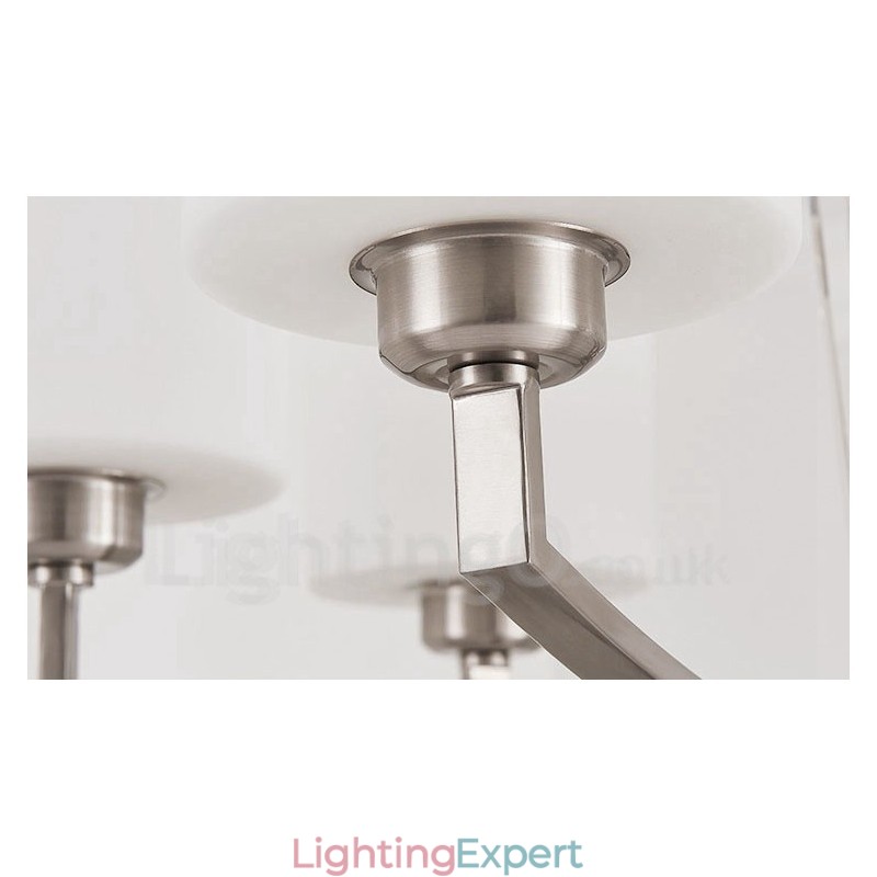 6 Lights Modern Chrome Pendant Light Indoor Chandelier Home Hanging Lighting Lamps Fixtures with Glass Shades