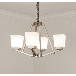 4 Lights Chrome Pendant Light Indoor Modern Chandelier Home Hanging Lighting Lamps Fixtures with Glass Shades