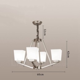 4 Lights Chrome Pendant Light Indoor Modern Chandelier Home Hanging Lighting Lamps Fixtures with Glass Shades