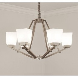 6 Lights Chrome Pendant Light Indoor Modern Chandelier Home Hanging Lighting Lamps Fixtures with Glass Shades
