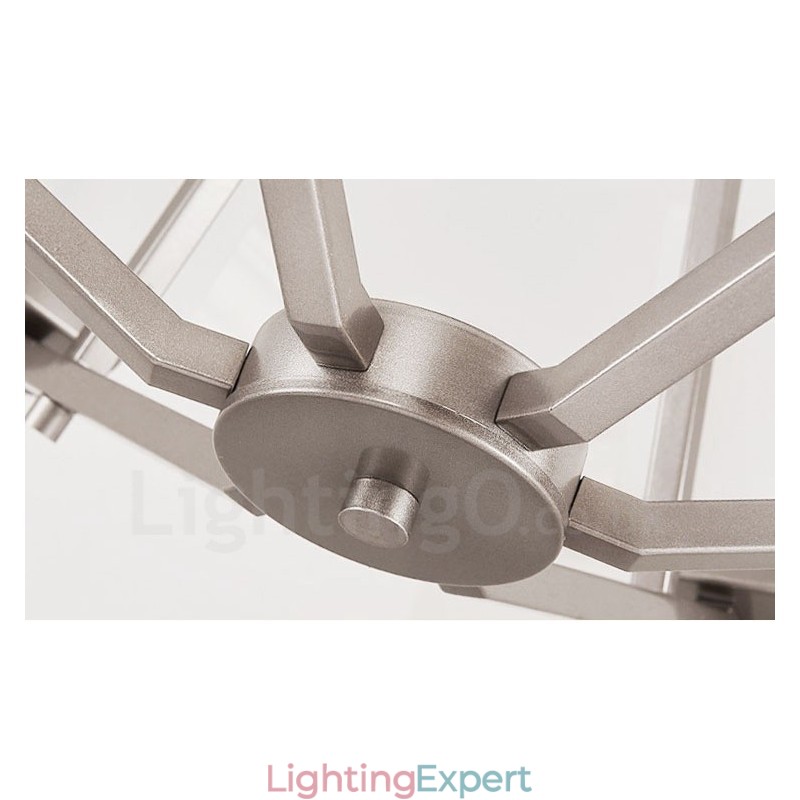 6 Lights Chrome Pendant Light Indoor Modern Chandelier Home Hanging Lighting Lamps Fixtures with Glass Shades
