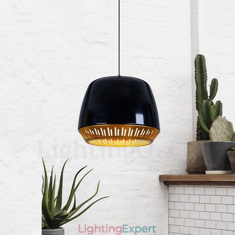 1 Light Modern Contemporary Pendant Light with Black White Red Blue Shade