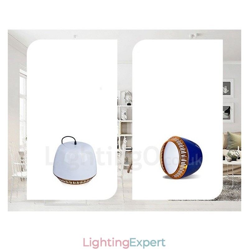 1 Light Modern Contemporary Pendant Light with Black White Red Blue Shade