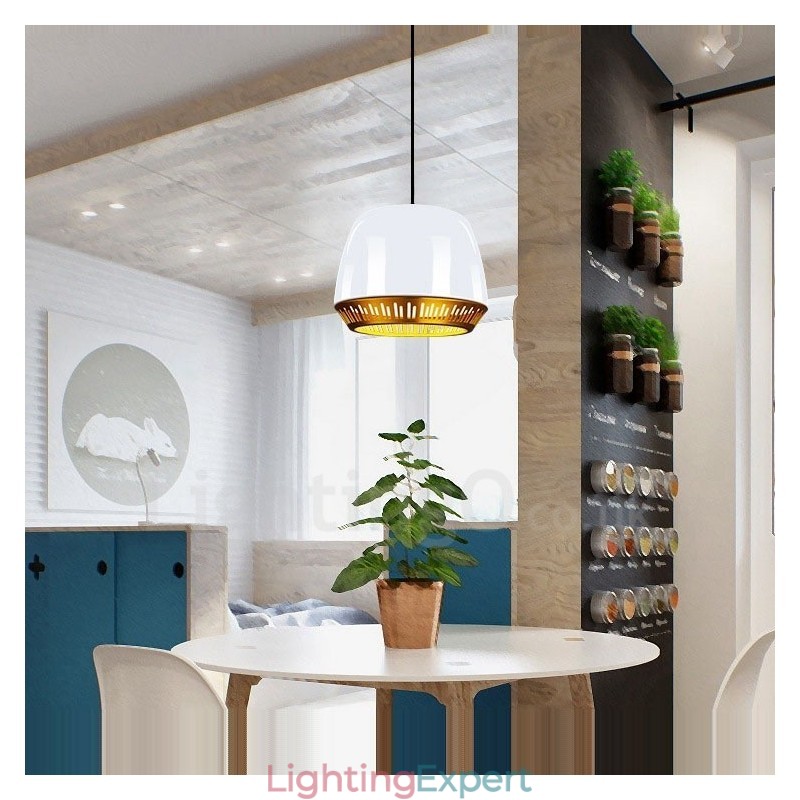 1 Light Modern Contemporary Pendant Light with Black White Red Blue Shade