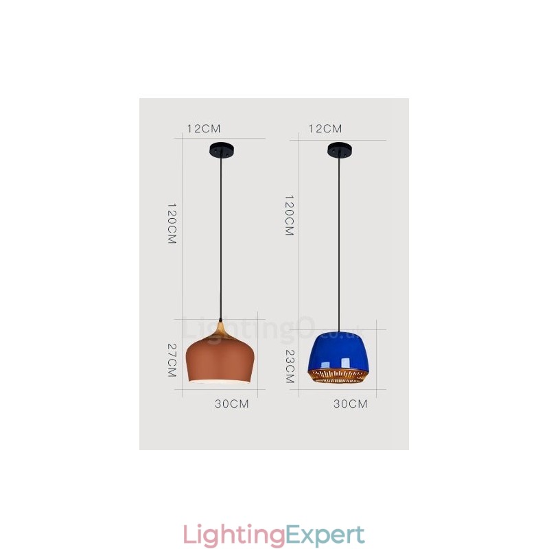 1 Light Modern Contemporary Pendant Light with Black White Red Blue Shade