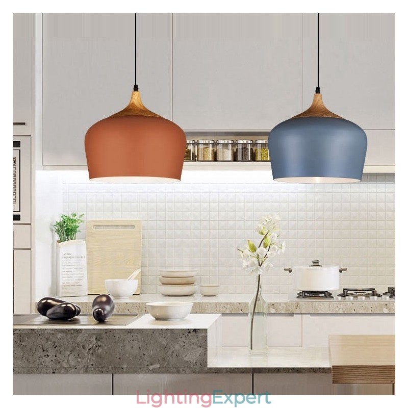 1 Light Modern Contemporary Pendant Light Pendant Lamp with White Red Blue Shade