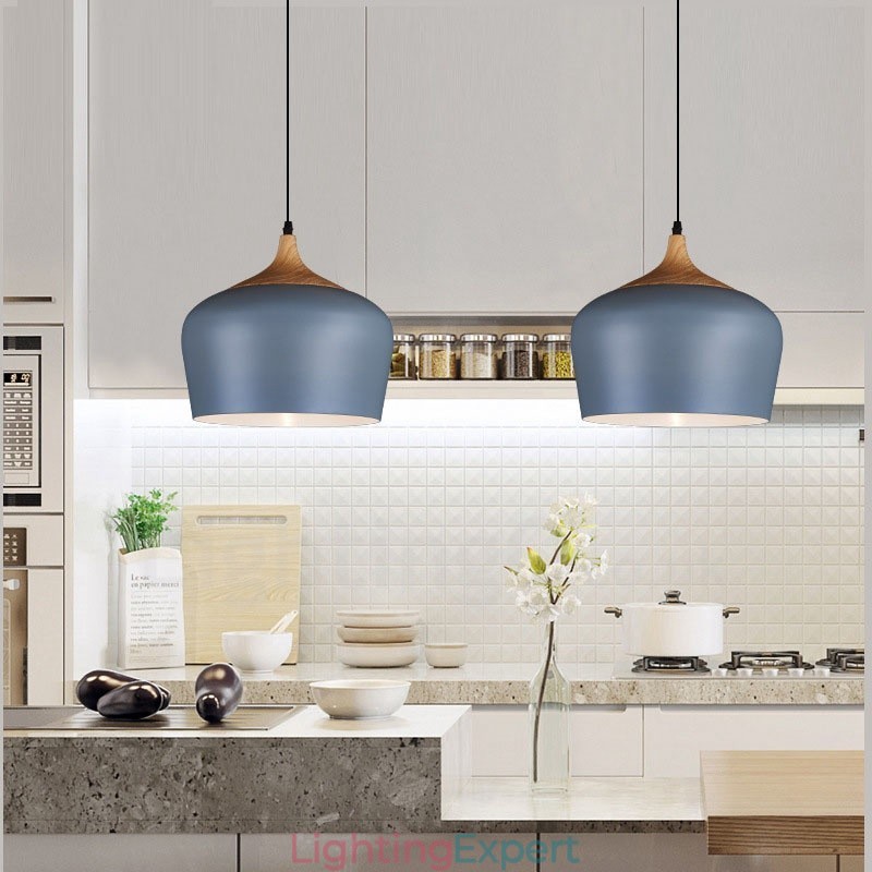 1 Light Modern Contemporary Pendant Light Pendant Lamp with White Red Blue Shade