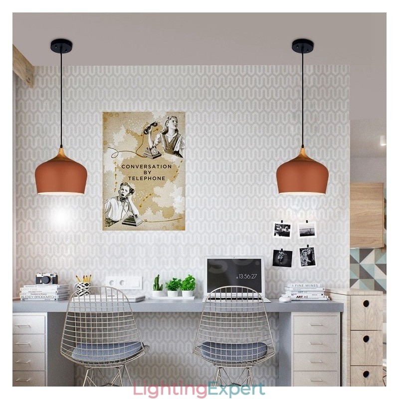 1 Light Modern Contemporary Pendant Light Pendant Lamp with White Red Blue Shade