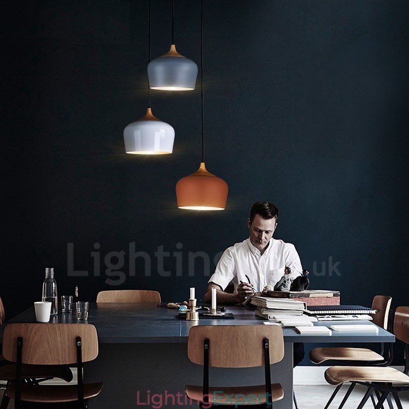 1 Light Modern Contemporary Pendant Light Pendant Lamp with White Red Blue Shade