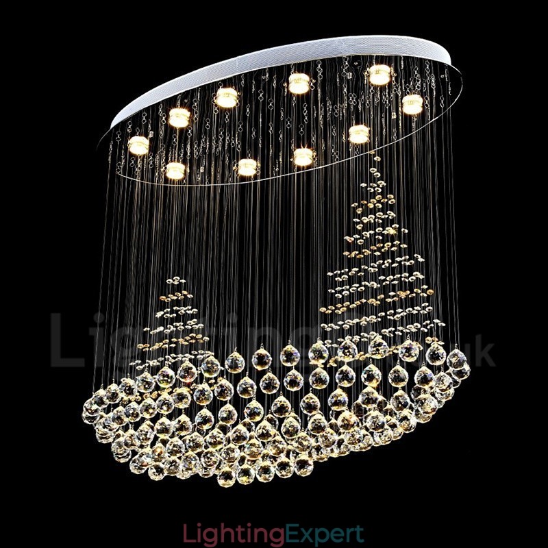 10 Lights Modern K9 Crystal Ceiling Pendant Light Indoor Chandelier Lighting Lamps Fixtures