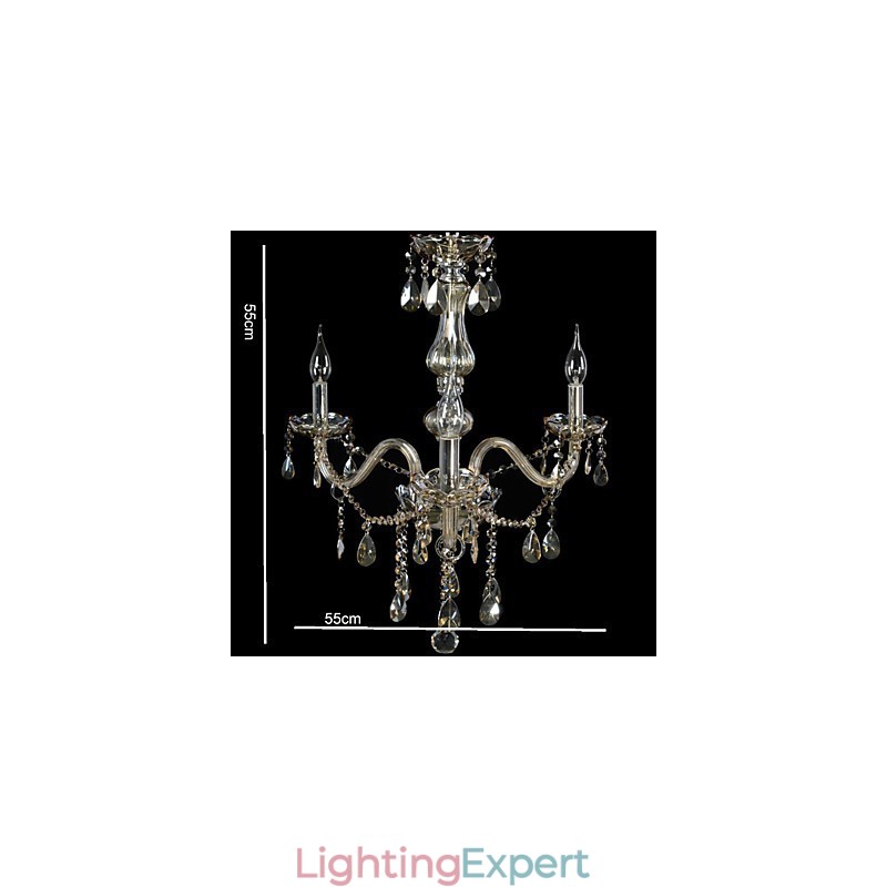3 Lights Luxury Crystal Chandelier Cognac Color K9 Crystal Chandelier