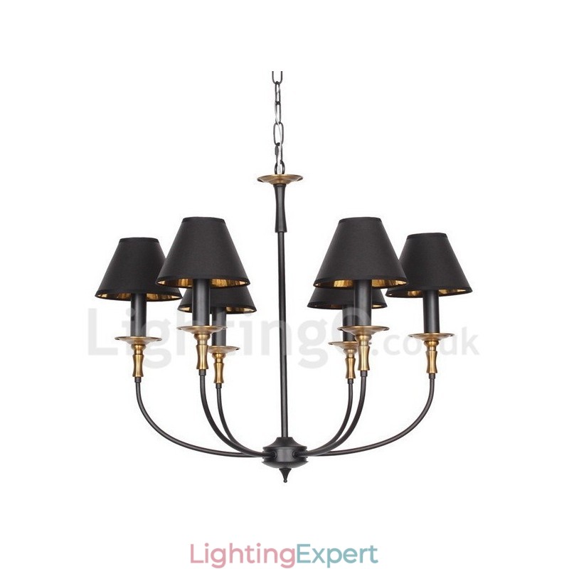 6 Light Rustic Retro Contemporary Candle Style Chandelier