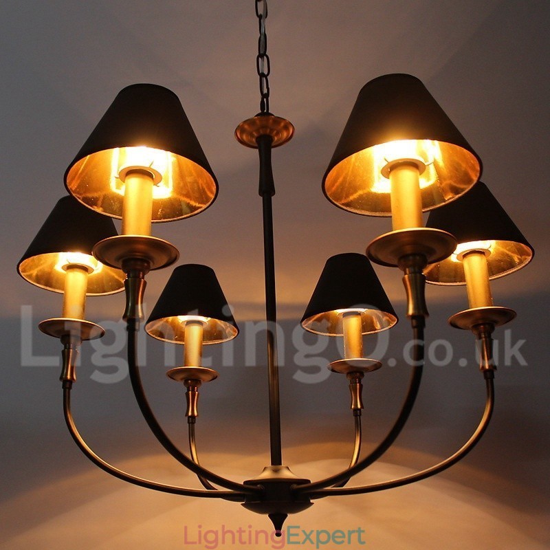 6 Light Rustic Retro Contemporary Candle Style Chandelier