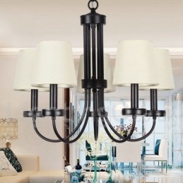 5 Light Retro Contemporary Black Candle Style Chandelier