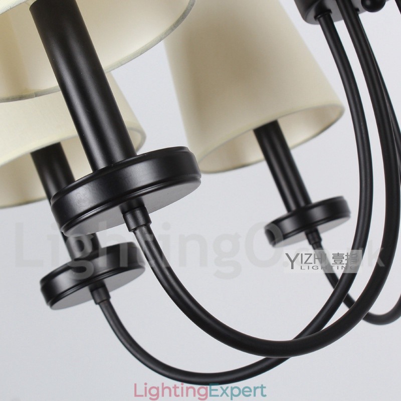 5 Light Retro Contemporary Black Candle Style Chandelier