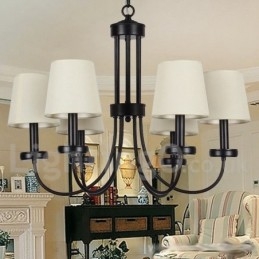 6 Light Retro Contemporary Black Candle Style Chandelier