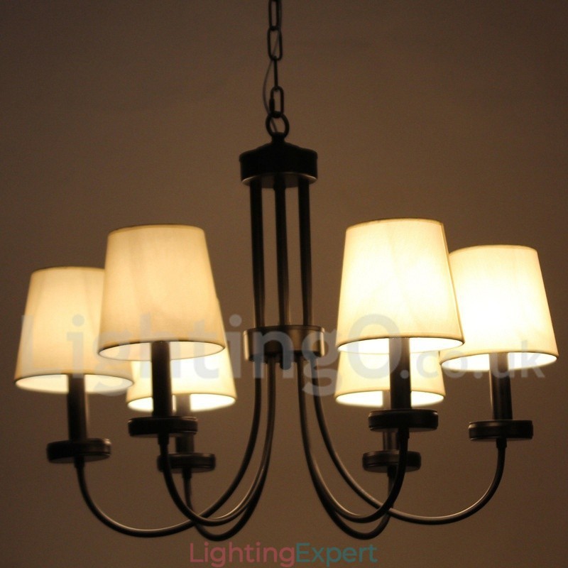 6 Light Retro Contemporary Black Candle Style Chandelier