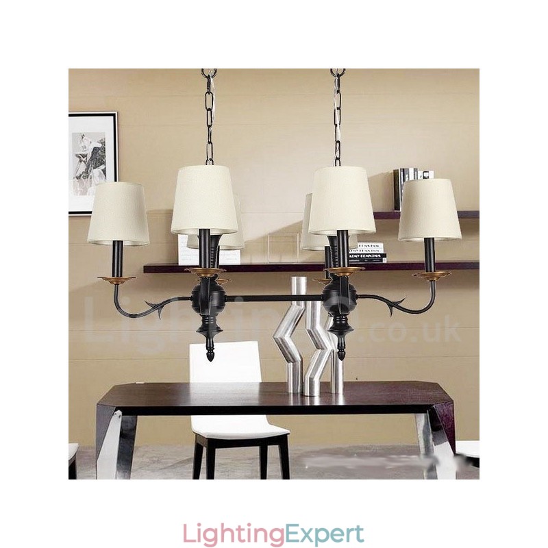 6 Light Rustic Retro Black Candle Style Chandelier