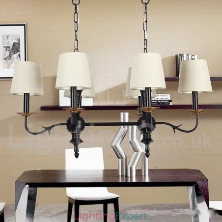 6 Light Rustic Retro Black Candle Style Chandelier