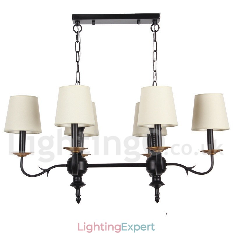 6 Light Rustic Retro Black Candle Style Chandelier