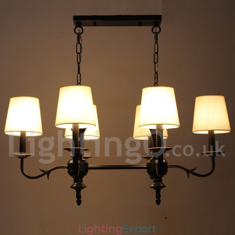 6 Light Rustic Retro Black Candle Style Chandelier