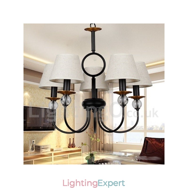 5 Light Rustic Retro Black Mediterranean Style Contemporary Candle Style Chandelier