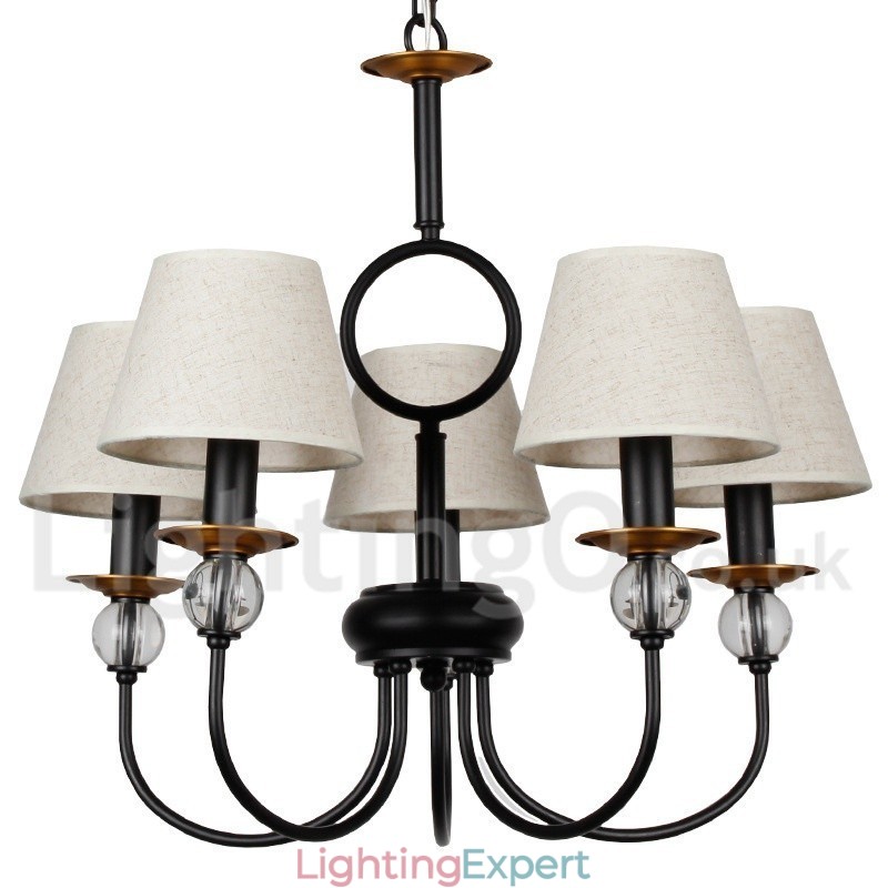5 Light Rustic Retro Black Mediterranean Style Contemporary Candle Style Chandelier