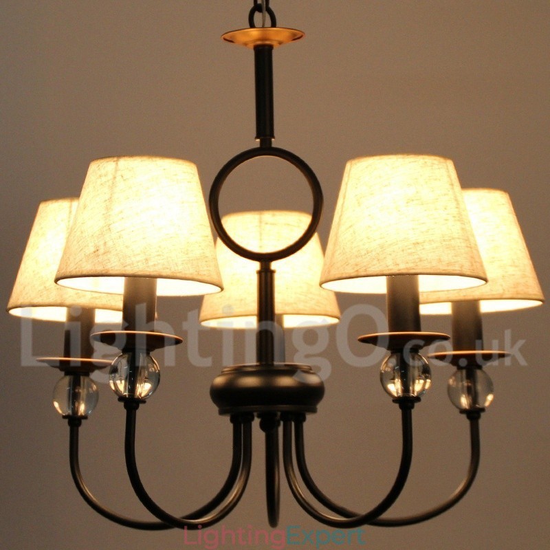 5 Light Rustic Retro Black Mediterranean Style Contemporary Candle Style Chandelier