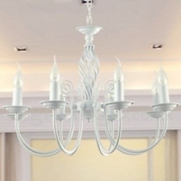 8 Light Contemporary Retro White Candle Style Chandelier