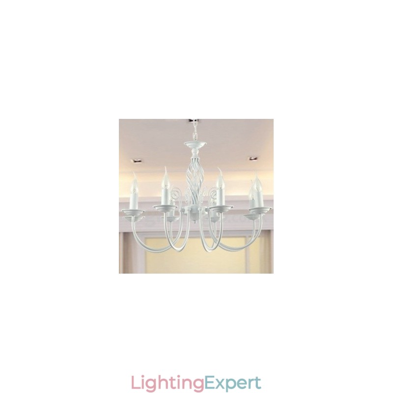 8 Light Contemporary Retro White Candle Style Chandelier