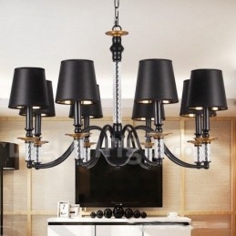 8 Light Black Retro Candle Style Chandelier