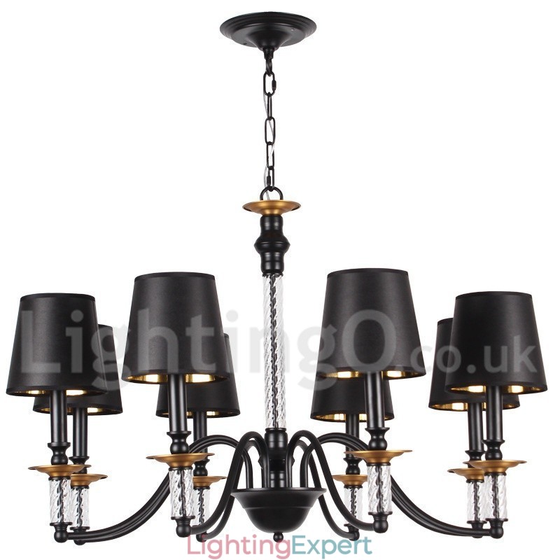 8 Light Black Retro Candle Style Chandelier