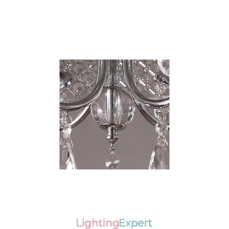 Traditional Classic Crystal Chrome Metal Chandelier