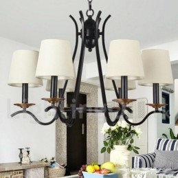 6 Light Black Retro Contemporary Candle Style Chandelier