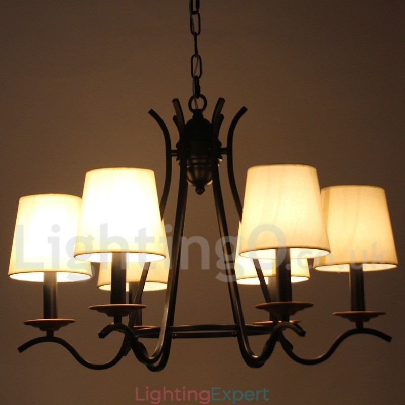 6 Light Black Retro Contemporary Candle Style Chandelier