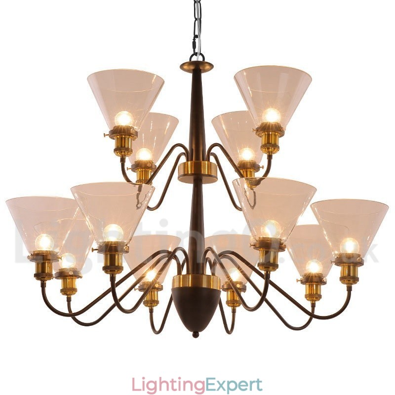 12 Light Rustic Retro Black 2 Tier Large Chandelier Candle Style Chandelier