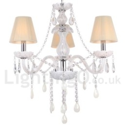 3 Light White K9 Crystal Candle Style Chandelier
