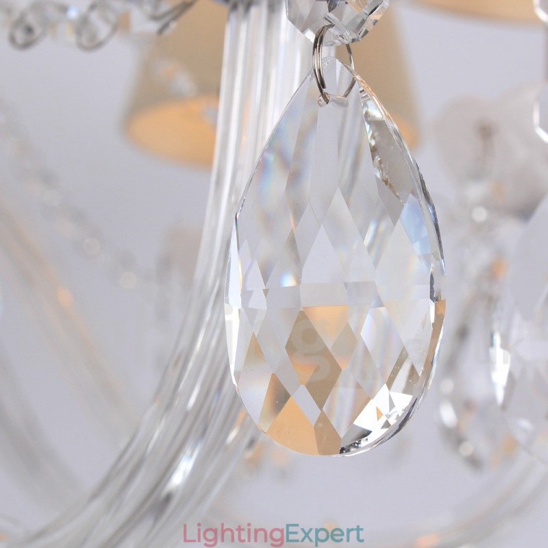 8 Light White K9 Crystal Candle Style Chandelier