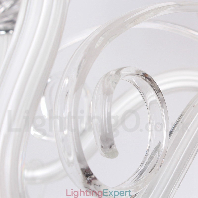 8 Light White Contemporary K9 Crystal Candle Style Chandelier
