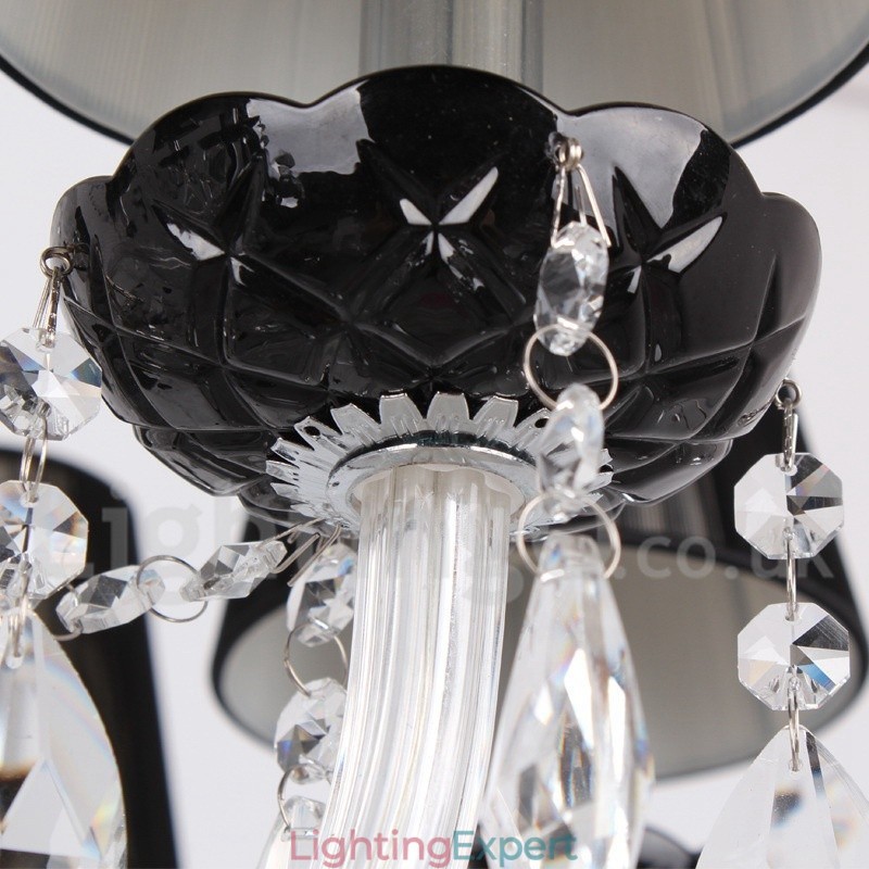 8 Light Contemporary Black Brushed K9 Crystal Candle Style Chandelier