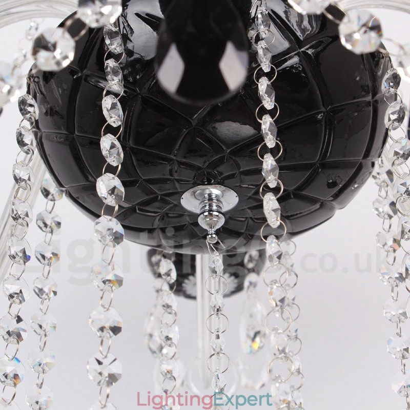 8 Light Contemporary Black Brushed K9 Crystal Candle Style Chandelier